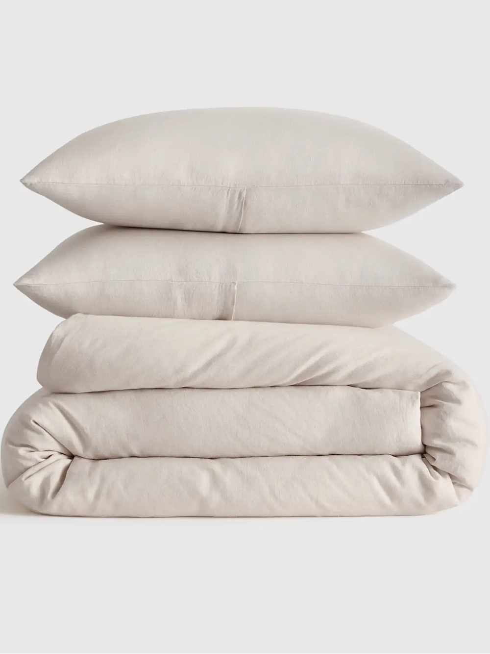 NEW Quince European Linen Duvet Cover Set Full Queen Sand Tan Taupe Bedding